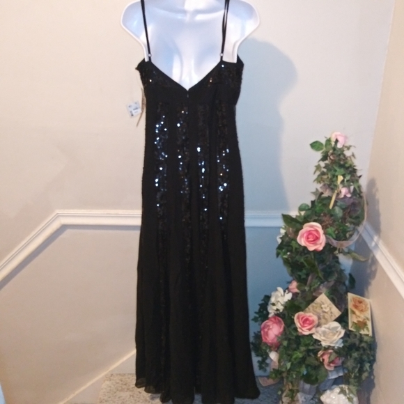Vintage 90's/Y2K Marina Black Sequinned Chiffon Maxi Dress - Picture 11 of 16